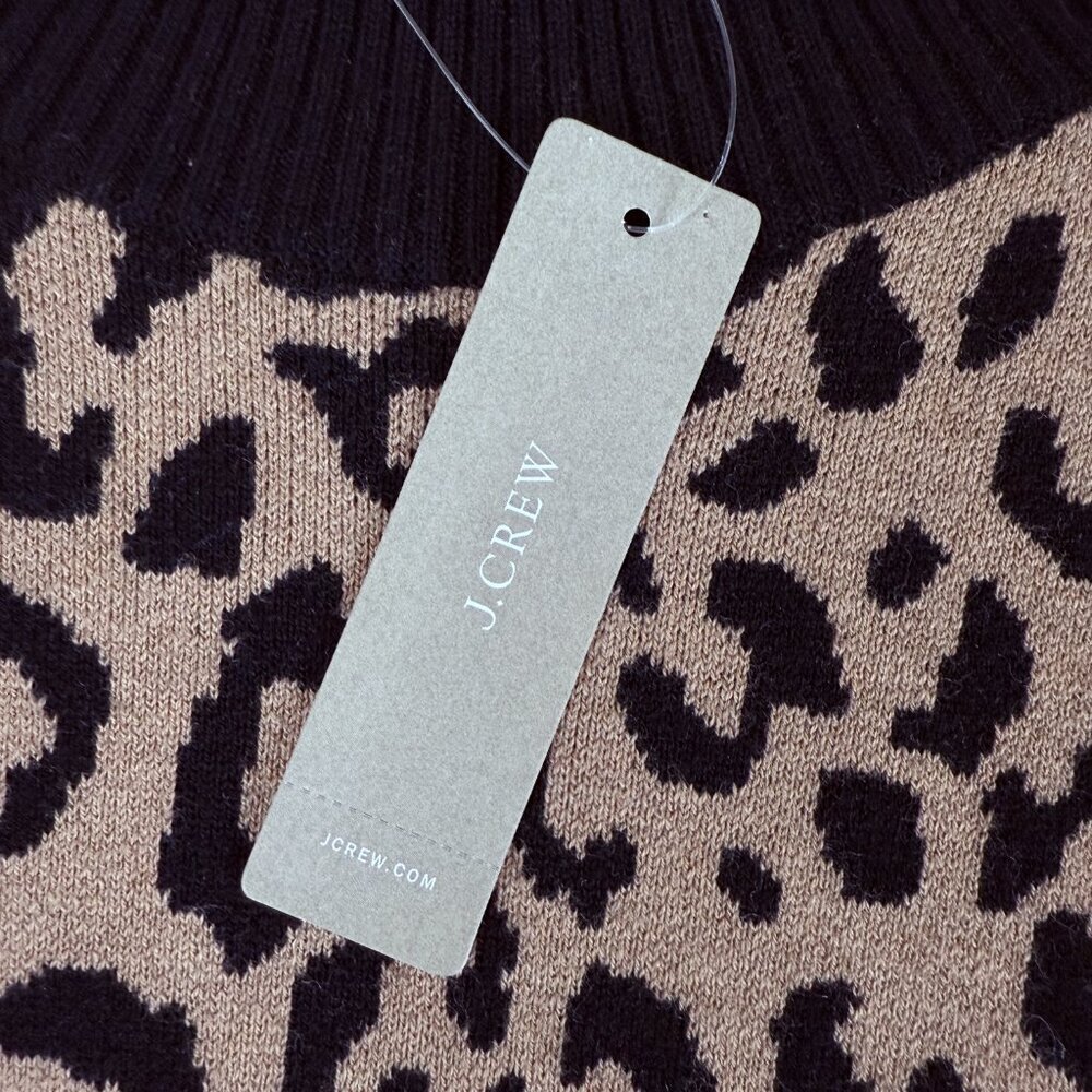 NWT J.Crew Leopard Print Sweater Dress with Pockets – Women’s Large - Picture 5 of 14